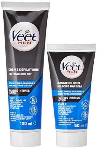 (Falta el Bálsamo) Veet Men - Partes privadas del kit de depilación - crema depilatoria 100 ml y bálsamo de cuidado 50 ml - áreas sensibles Embalaje Deteriorado (Cad: 31 07 2025) Cheap