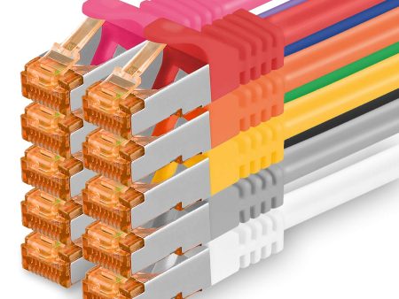 (Falta 1 Cable, Incluye 9) Cable de Red Ethernet LAN Cat7 - 0,5m - 10 colores - 10 piezas Cat 7 Sftp Pimf Lszh - 10 GB s RJ45 Connectores Cat6a compatible con Cat5 Cat6 Cat.7 Cat8 Embalaje Deteriorado For Cheap