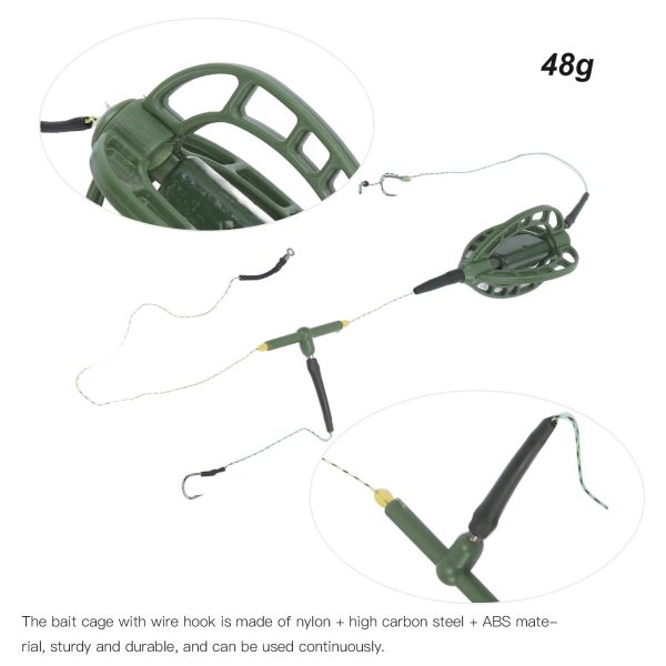 Juego de 2 comederos para pesca de carpa, cesta de pesca, accesorios de pesca de acero al carbono, cesta ligera para pesca de carpas (48 G) Cheap