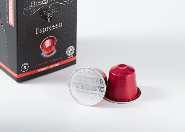 (Faltan 4 unidades, incluye 16) Catunambú - Cápsulas de aluminio de café Espresso Descafeinado compatibles Nespresso (20 cápsulas) Embalaje Deteriorado (Cad: 29 07 2024) For Cheap