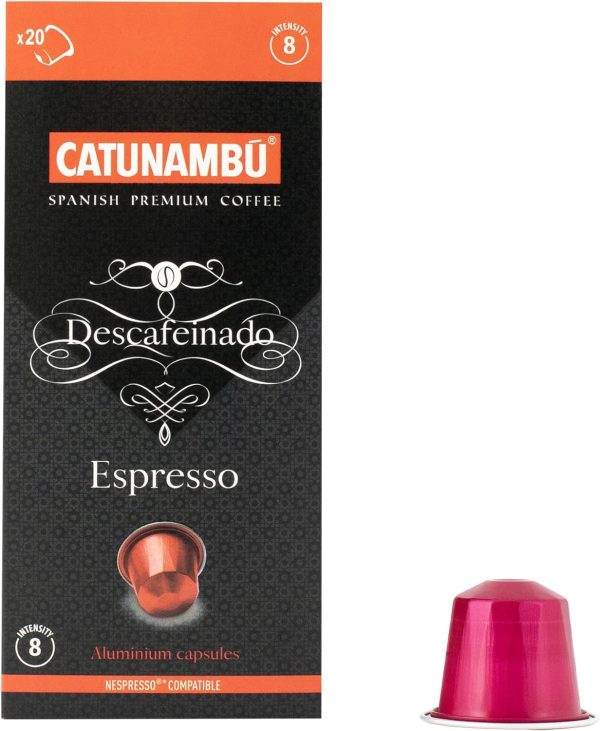 (Faltan 4 unidades, incluye 16) Catunambú - Cápsulas de aluminio de café Espresso Descafeinado compatibles Nespresso (20 cápsulas) Embalaje Deteriorado (Cad: 29 07 2024) For Cheap